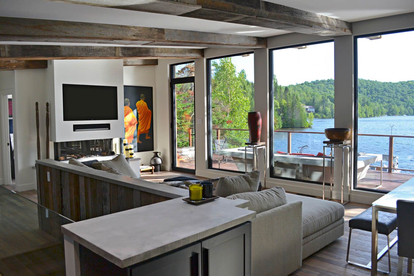 Lac Masson country home great room designed by CindyB Decor